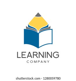 Education vector logo with book and pencil symbol. This logo is suitable for student, school, university, collage.