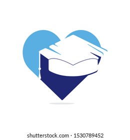 Education vector logo design. Graduation cap and heart icon. Institutional and educational vector logo design.
