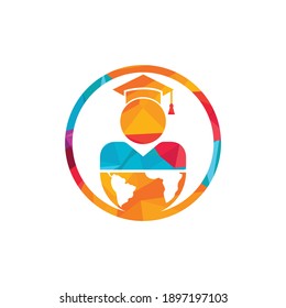 Education vector logo design template. Globe and student icon logo design.