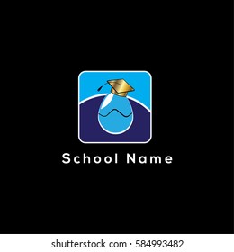 Education vector logo design template. Egg with graduation cap illustration