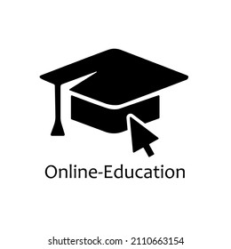 Education vector logo isolated on background with academic cap for online school symbol, internet e learning center and graduation concept, distant online courses and training icon