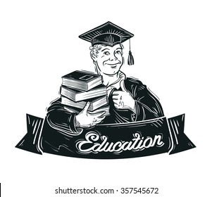 education vector logo. school, college or student, graduate icon