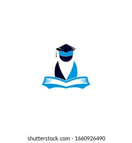 Education vector logo template open book and human. Education logo open book.