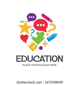 Education vector logo template. This design is colorful and suitable for learning kids.