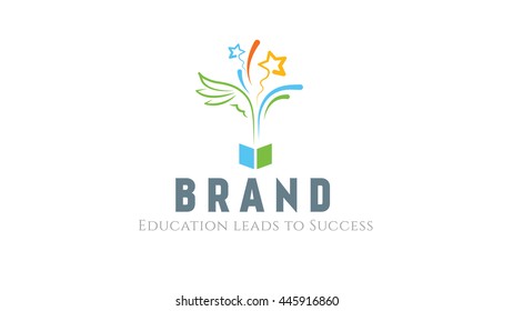 Plantilla de logotipo del vector de educación. Marca universitaria. Cartel escolar. 