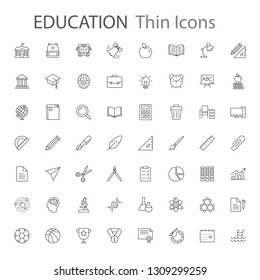 education vector thin line icons collection set