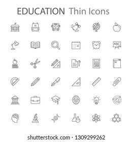 education vector thin line icons collection set