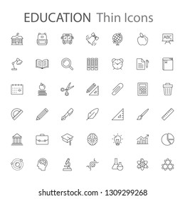 education vector thin line icons collection set