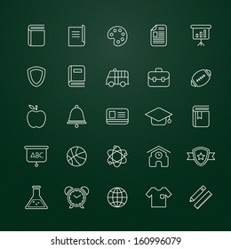 education vector thin line symbol icon on blackboard background