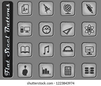 education vector web icons on the flat steel buttons