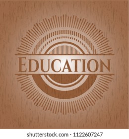 Education vintage wooden emblem
