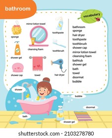 education vocabulary bathroom vector illustration