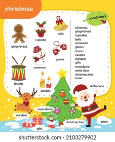 education vocabulary christmas vector illustration
