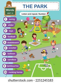 vocabulario educativo, ilustración del vector del parque