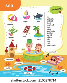 education vocabulary sea vector illustration