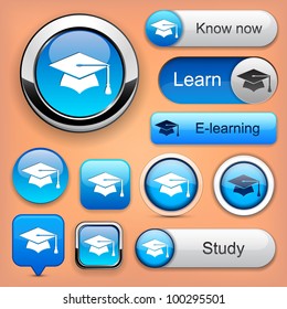Education web buttons for website or app. Vector eps10.