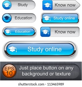 Education web buttons for website or app. Vector eps10.