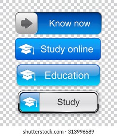 Education web buttons for website or app. Vector eps10. 