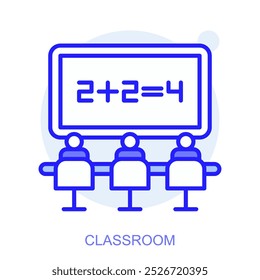 Ícone de educação na Web em estilo de linha para aplicativos móveis e da Web. Símbolo de uma sala de aula. Ilustração vetorial