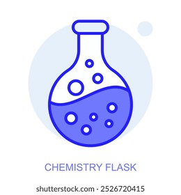 Icono de Web de Educación en estilo de línea para Web y App móvil. Símbolo de un frasco de química. Ilustración vectorial