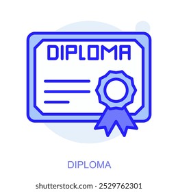Education web icon in line style for web and mobile app. Symbol of a diploma. Vector illustration