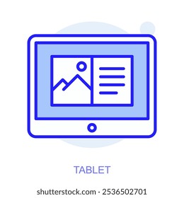 Education web icon in line style for web and mobile app. Symbol of a tablet. Vector illustration