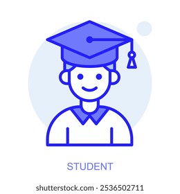 Ícone de educação na Web em estilo de linha para aplicativos móveis e da Web. Símbolo de um estudante. Ilustração vetorial