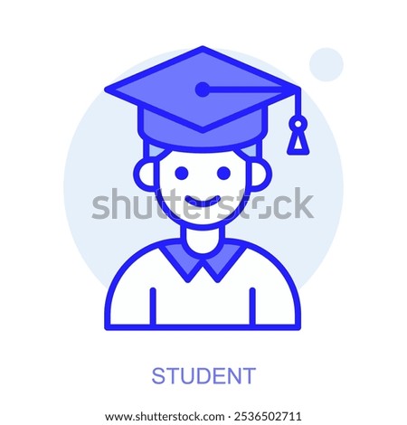 Education web icon in line style for web and mobile app. Symbol of a student. Vector illustration