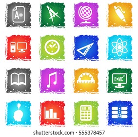 education web icons in grunge style for your design