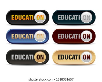 Education web multicolor buttons set for website or app. Vector illustration EPS10.