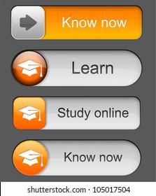 Education web orange buttons for website or app. Vector eps10.