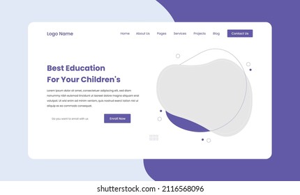 Education website landing page ui template design. Creative and modern home page design