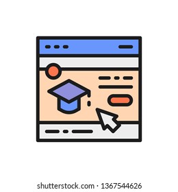 Education website, web page flat color line icon.