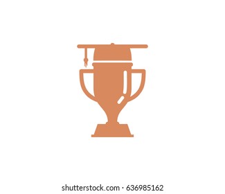Education Winner Bronze Trophy Icon Logo Design Element