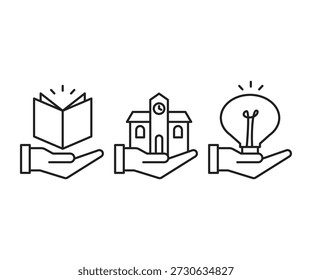 Iconos de la educación y de la sabiduría fijan Ilustración vectorial