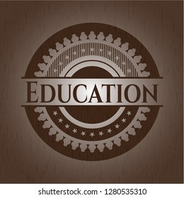 Education wood icon or emblem