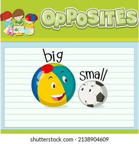 Education word card of English opposites word illustration