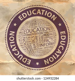 EDUCATION. Word collage. Vector stamp.