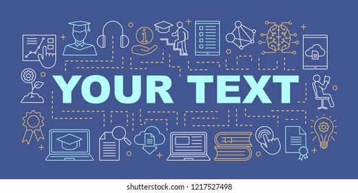Education word concepts banner. E-learning. Studying. Learning process. Presentation. Educational program. Gain knowledge. Isolated lettering typography with linear icons. Vector outline illustration