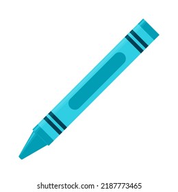 Education and Work - School and Office Supply - Turquoise and Cyan Crayon Isolated on White Background