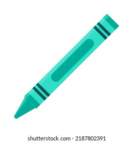 Education and Work - School and Office Supply - Turquoise and Aqua Crayon Isolated on White Background