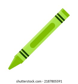 Education and Work - School and Office Supply - Light Green Crayon Isolated on White Background