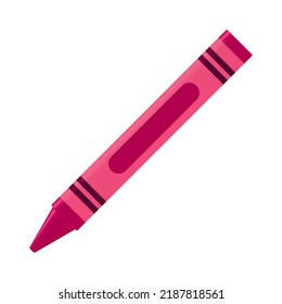 Education and Work - School and Office Supply - Pink and Crimson Crayon Isolated on White Background