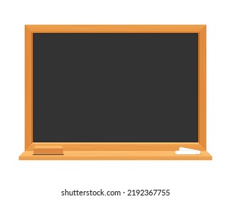 Education and Work - School and Office Supply - Blackboard with Chalk and Eraser Isolated on White Background