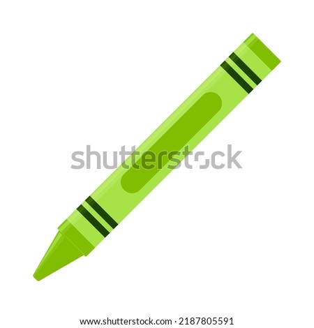 Education and Work - School and Office Supply - Light Green Crayon Isolated on White Background