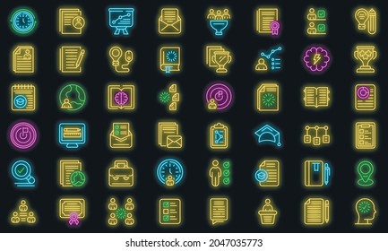 Education workflow icon. Outline education workflow vector icon neon color on black