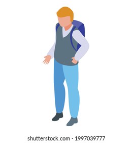 Education workflow schoolboy icon. Isometric of Education workflow schoolboy vector icon for web design isolated on white background