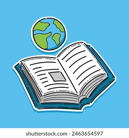 Education world with book. Find your world with the book. Creative design with blue background. Open book Concept. world book day and copyright day conceptual background. Vector illustration.