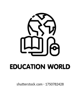 Education world outline icon style design illustration on white background eps.10