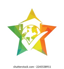 Education world vector logo template with globe and student hat symbol.